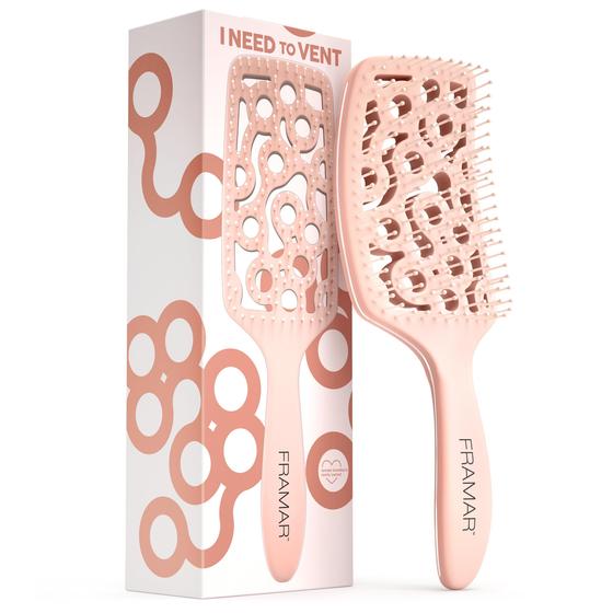 Escova de Cabelo FRAMAR Professional - Paddle Vented Curvada para Secagem Imagem de Escova de Cabelo FRAMAR Professional - Paddle Vented Curvada para Secagem