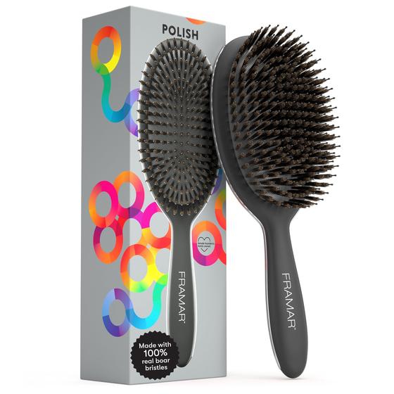 Imagem de Escova de cabelo FRAMAR Soft Boar Bristle para mulheres - preta