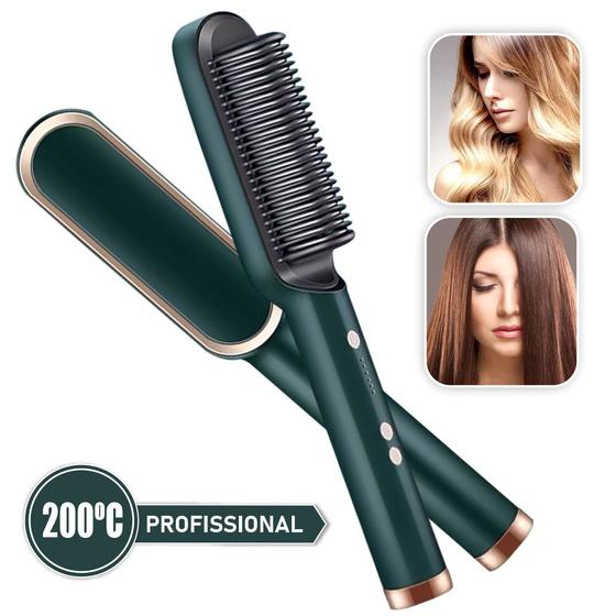 Imagem de Escova de cabelo pente de ar quente alisador secador modelador escova de ar quente escova alisadora de cabelo plana