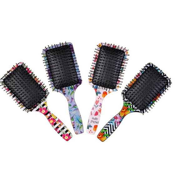 Imagem de Escova de Cabelo Raquete Estampada Escobel  Cerdas com Pino e Almofada Flexível