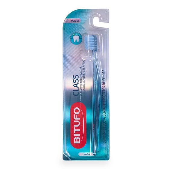 Escova de Dente Bitufo Class Macia com 1 protetor de cerdas Imagem de Escova de Dente Bitufo Class Macia com 1 protetor de cerdas