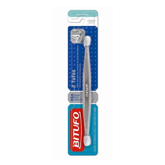 Imagem de Escova de Dente Bitufo Extramacia Dois Tufos com 1 unidade + 2 protetores de cerdas