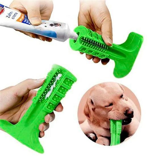 Escova de Dente Canina Para Cão Mordedor Pet 17x12cm Grande - Escova e Dedeira - Magazine