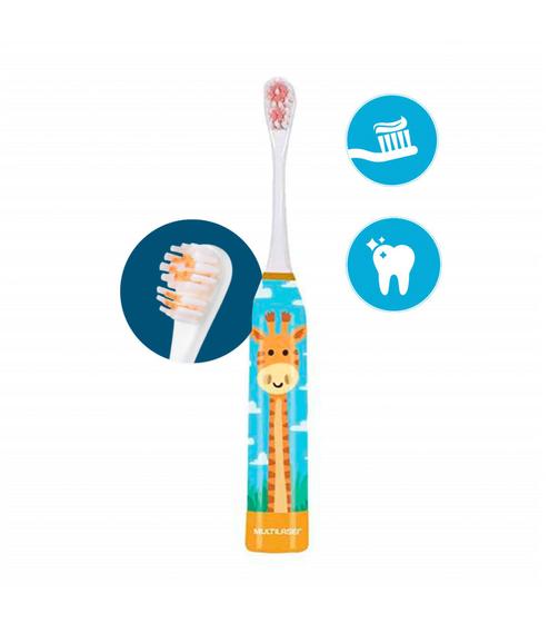 Imagem de Escova de Dente Dental Elétrica Infantil Girafa Kids Divertida + Refil Multilaser