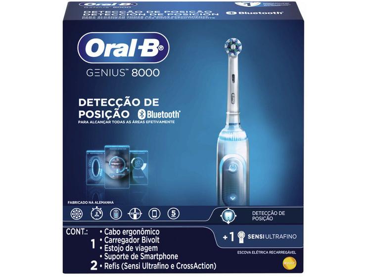 Imagem de Escova de Dente Elétrica Recarregável Oral-B Genius 8000 com Estojo de Viagem com Refil