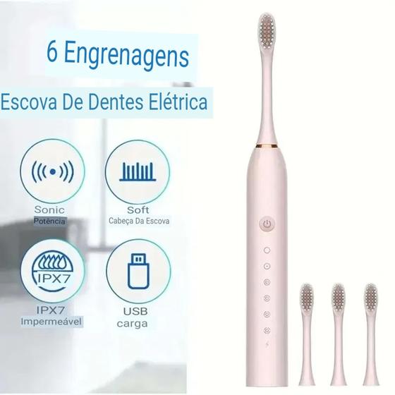 Imagem de Escova de Dente Elétrica Recarregável USB Para Adultos e Crianças