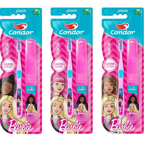 Imagem de Escova de dente + estojo barbie junior macia 3160-0 - condor