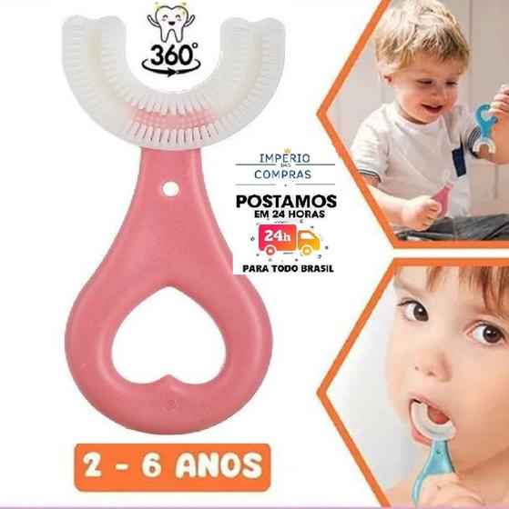 Imagem de Escova de dente macia em forma de U 360 graus para crianças, bebê infantil.