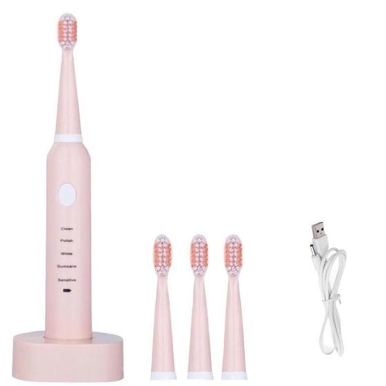 Imagem de Escova De Dentes Elétrica Recarregável 5 Modos Rosa