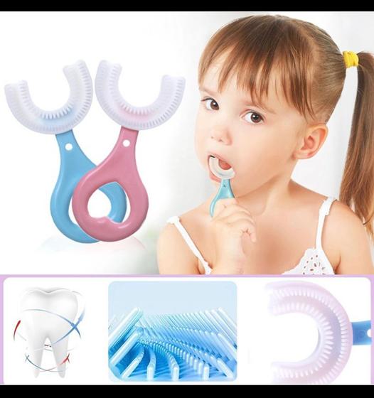 Imagem de Escova de dentes em forma de U de 180 graus para crianças, bebê infantil 2-6 anos