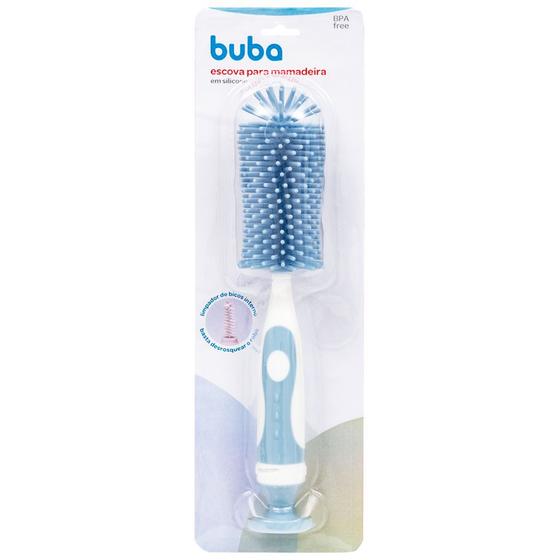 Imagem de Escova de Lavar Mamadeira Cerdas Silicone Azul Limpador de Bicos 16275 Buba