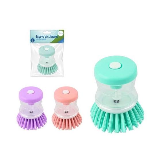 Imagem de Escova De Limpeza Com Recipiente Para Detergente Lava Louças
