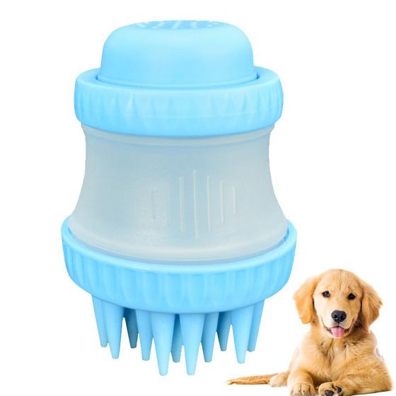 Imagem de Escova de Silicone com Dispenser para Cachorro Gato Azul CBRN14439