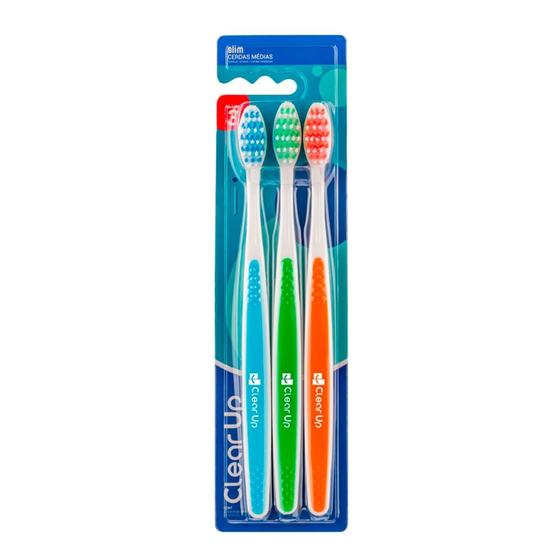 Imagem de Escova Dental Clear UP Slim Média Cores Sortidas 3 Unidades