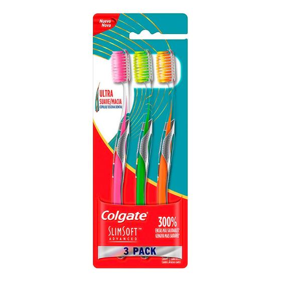 Escova Dental Colgate Slim Soft Advanced Ultra Suave Cores Sortidas 3 Unidades Menor preço em Escova Dental Colgate Slim Soft Advanced Ultra Suave Cores Sortidas 3 Unidades