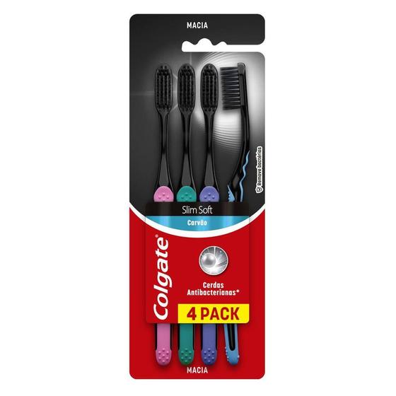 Escova Dental Colgate Slim Soft Black Macia Cores Sortidas 4 Unidades Imagem de Escova Dental Colgate Slim Soft Black Macia Cores Sortidas 4 Unidades