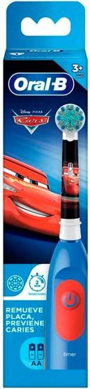 Imagem de Escova Dental Elétrica Infantil Disney Pixar Carros Macia 3+ Anos Oral-B - 1 Unidade + 2 Pilhas AA