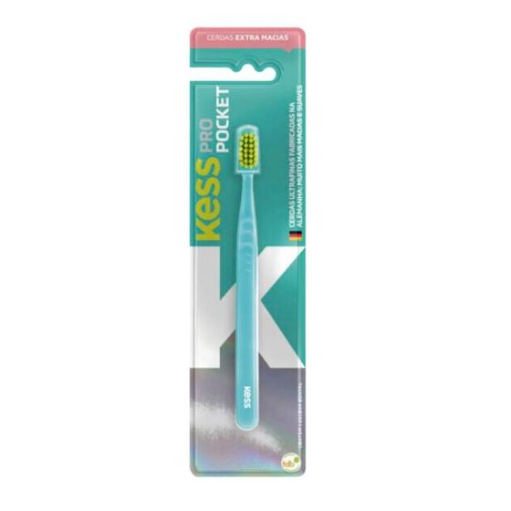 Imagem de Escova Dental Extra Macia Kess Pro Pocket Belliz Verde Água Cod.2097