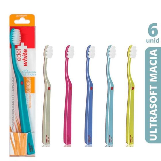 Imagem de Escova Dental Flosserbrush  Edel White  UltraSoft  6 unidades