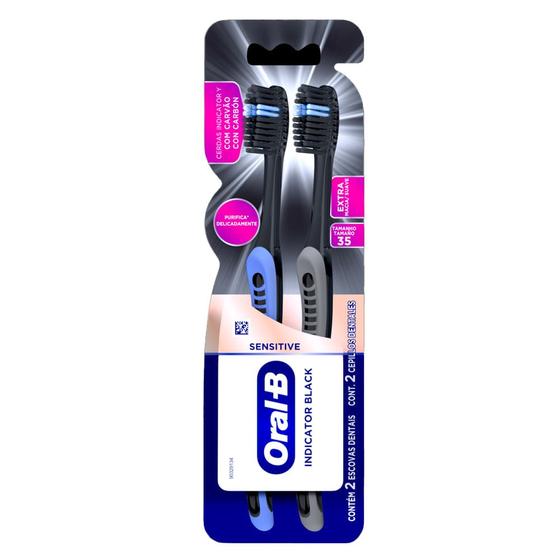 Escova Dental Oral- B Indicator Black Sensitive Com 2 Unidades - ORAL -B Imagem de Escova Dental Oral- B Indicator Black Sensitive Com 2 Unidades
