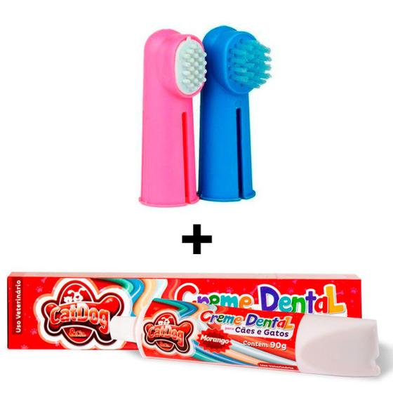 Imagem de Escova Dentes Para Cachorro E Pasta Dental Kit Higiene Pet