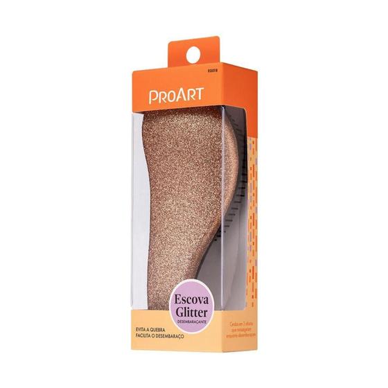 Imagem de Escova Desembaraçante com Glitter Dourada ProArt