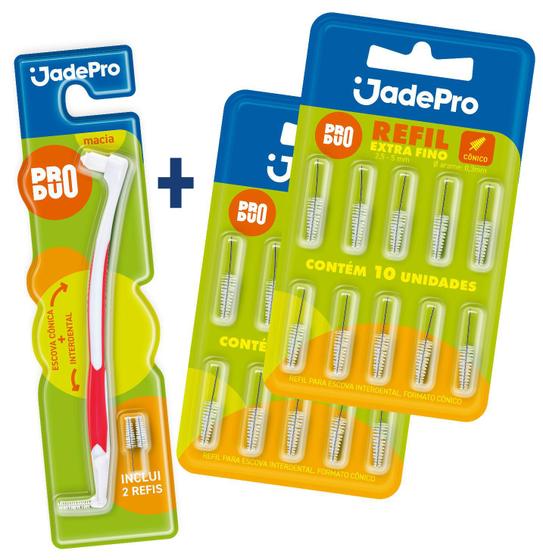 Escova Interdental com 2 Refis + 2 KITS c/ 10 Refis cada JADEPRO (total 22 Refis Cônicos) Menor preço em Escova Interdental com 2 Refis + 2 KITS c/ 10 Refis cada JADEPRO (total 22 Refis Cônicos)