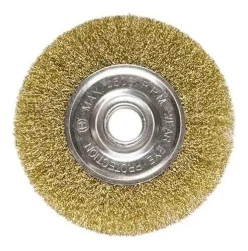 Escova latonada circular ondulada 100mm furo 22mm mtx - 746489 Menor preço em Escova latonada circular ondulada 100mm furo 22mm mtx - 746489