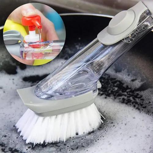 Imagem de Escova Mamadeira Limpeza 2 Em 1 Dispenser Detergente Lava Louça Cozinha