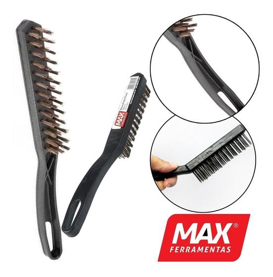 Imagem de Escova Manual Aço 3 Fileiras Cabo Plástico