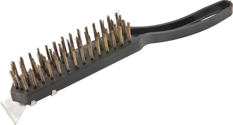 Imagem de Escova Manual Aço 4 Fileiras Cabo Plástico Com Raspador - Vo