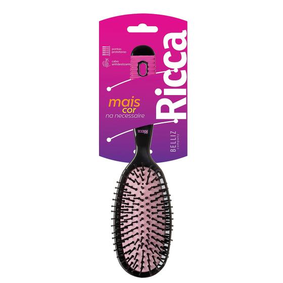 Imagem de Escova Oval Ricca Gde Black & Pink 2411