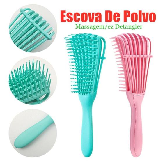 Imagem de Escova Para Cabelo Cacho Pente Polvo - Rosa