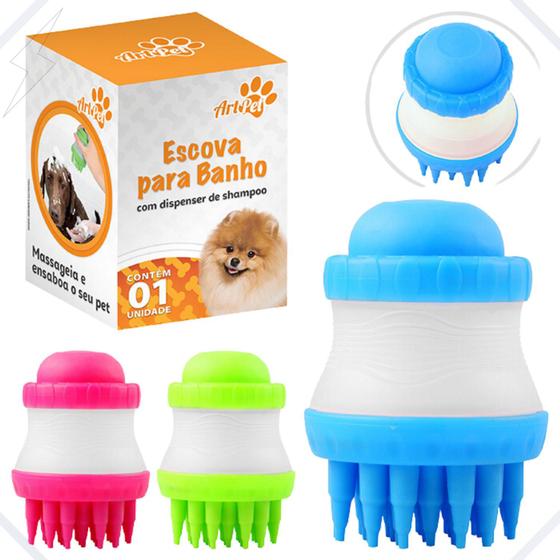 Escova Para Dar Banho Em Cachorro Com Reservatório Shampoo ART PET