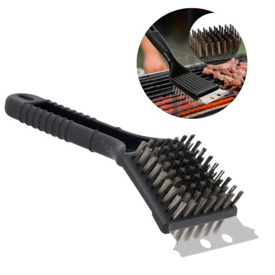 Escova Para Limpar Grelha Churrasqueira Espátula Cerdas Aço - Clink Imagem de Escova Para Limpar Grelha Churrasqueira Espátula Cerdas Aço
