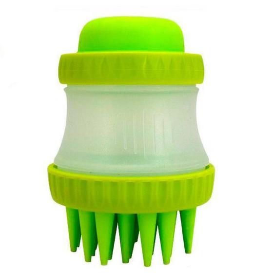 Imagem de Escova Pente Silicone Com Dispenser Para Shampoo Banho Tosa Pet