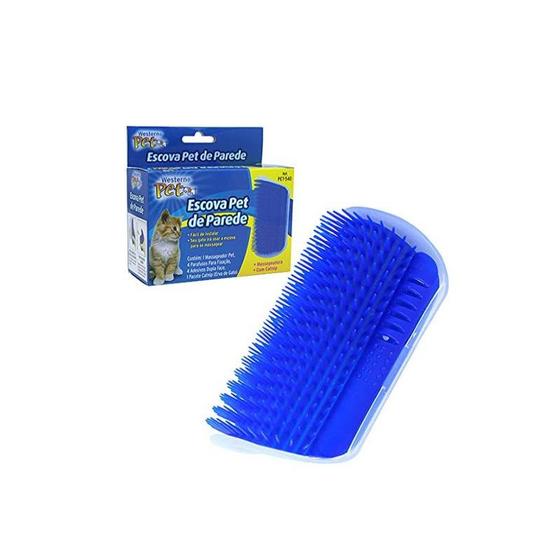 Imagem de Escova Pet de Parede Azul para Gatos com Catnip Western Pet