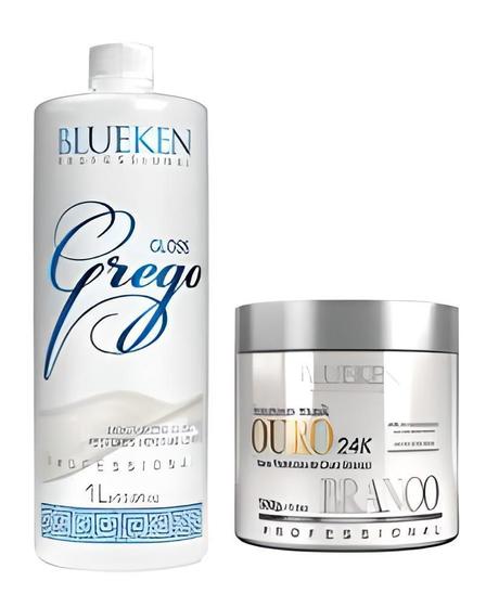 Imagem de Escova Progressiva Grego 1L+Máscara Ouro Branco 500G Blueken