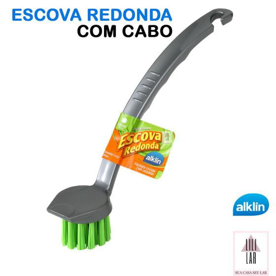 Imagem de Escova Redonda com Cabo para Limpeza Multiuso Objetos Louça - Alklin