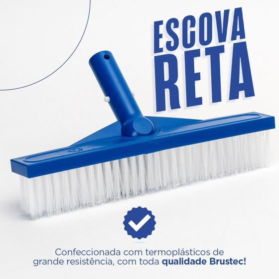 Imagem de Escova Reta Com Cerdas Em Nylon Para Piscina Fibra Vinil e Alvenaria Brustec