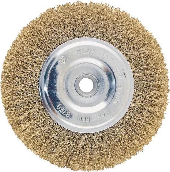 Escova rotativa circular latonada 6 x 1/2 para motoesmeril Menor preço em Escova rotativa circular latonada 6 x 1/2 para motoesmeril