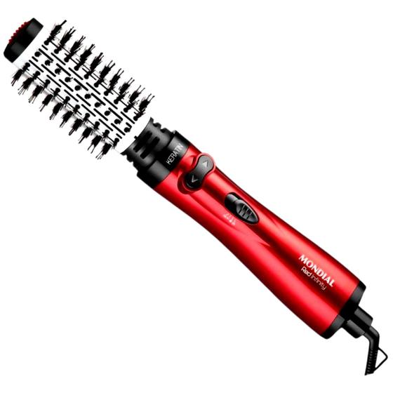 Escova Rotativa Red Infinity Keratin Mondial 3 Em 1 Seca Alisa Modela Revestimento Cerâmico C/ Queratina 1000W Sem Frizz Menor preço em Escova Rotativa Red Infinity Keratin Mondial 3 Em 1 Seca Alisa Modela Revestimento Cerâmico C/ Queratina 1000W Sem Frizz