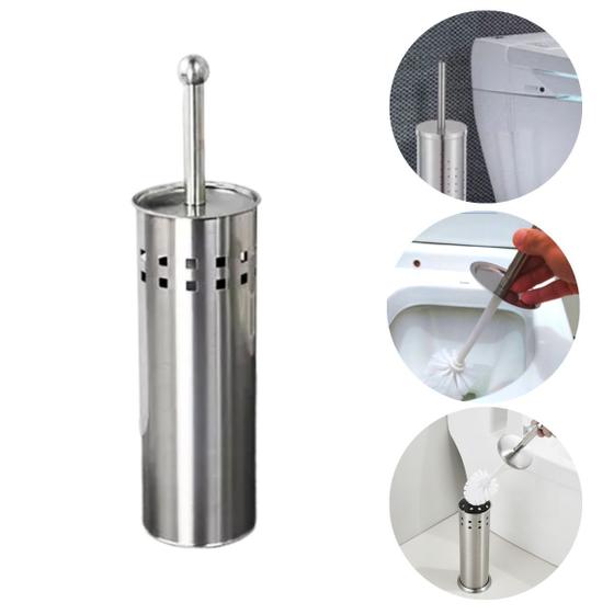 Imagem de Escova Sanitaria Com Suporte Banheiro Higienização Inox