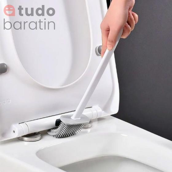 Imagem de Escova Sanitária de Silicone com Suporte Adesivo Vaso  Sanitário Limpa Privada Multiuso
