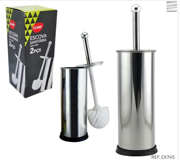 Imagem de Escova Sanitária Inox com Suporte e Base Antiderrapante Clink