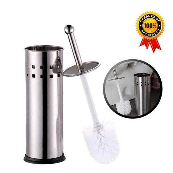 Escova Sanitária Limpar Vaso Sanitário Tipo Aço Inox Escovinha Suporte ...