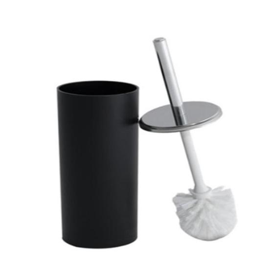 Imagem de Escova sanitária luxo preta suporte em inox black para limpeza e higienização de privada