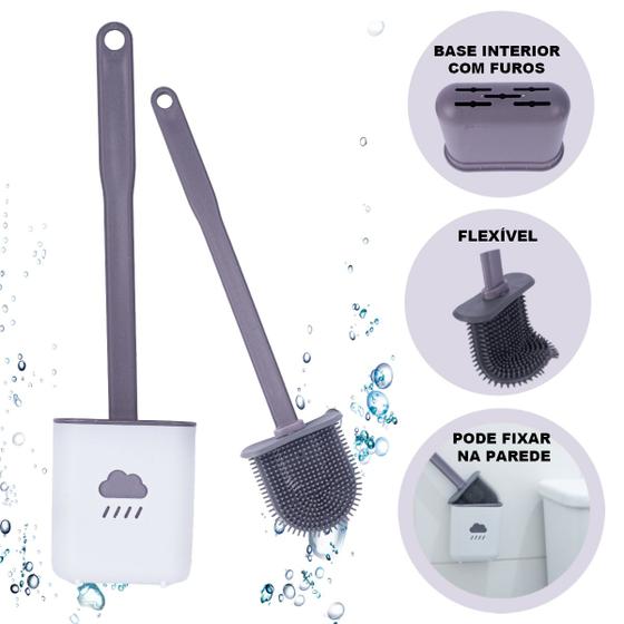 Escova Sanitária Silicone De Limpar Vaso Sanitário Suporte Menor preço em Escova Sanitária Silicone De Limpar Vaso Sanitário Suporte