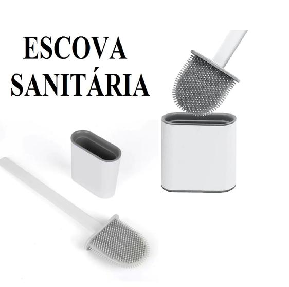 Imagem de Escova Sanitária Silicone De Limpar Vaso Sanitário Suporte