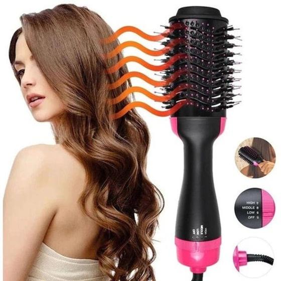 Imagem de Escova Secadora Alisadora Elétrica 3 em 1 Profissional Modeladora de Cabelo 110V